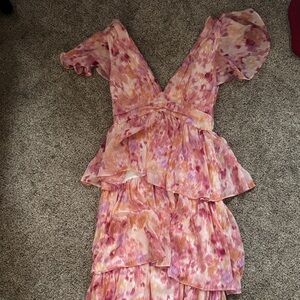 Lulu's Layered Pink Floral Dress